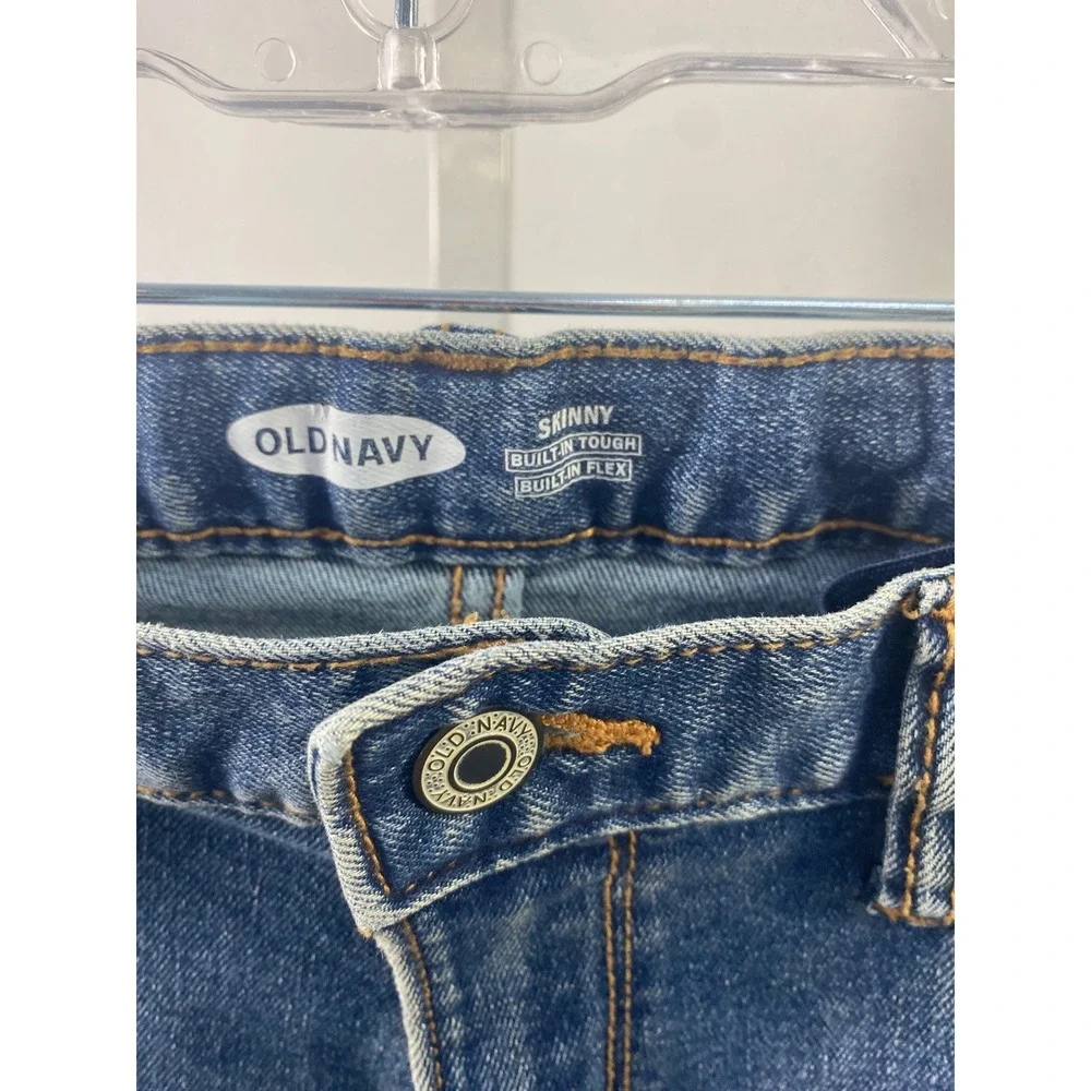 Old Navy Boys Skinny Jeans Blue Built-In Tough Flex Distressed Denim Size 14